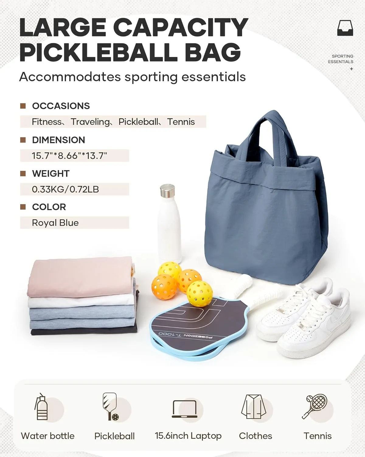 Adult Unisex Pickleball Bags Crossbody Sports Bag Pink Modern Sling Satchel Nylon 3 Sections 15.5 Inches