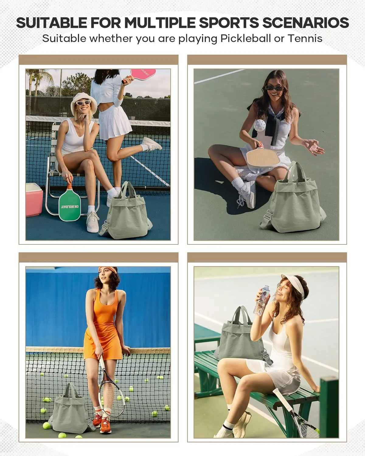 Adult Unisex Pickleball Bags Crossbody Sports Bag Pink Modern Sling Satchel Nylon 3 Sections 15.5 Inches