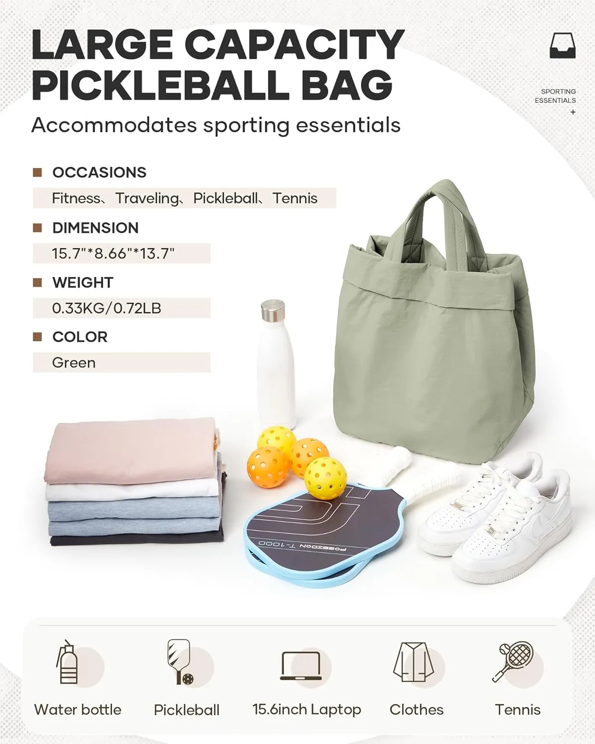 Adult Unisex Pickleball Bags Crossbody Sports Bag Pink Modern Sling Satchel Nylon 3 Sections 15.5 Inches