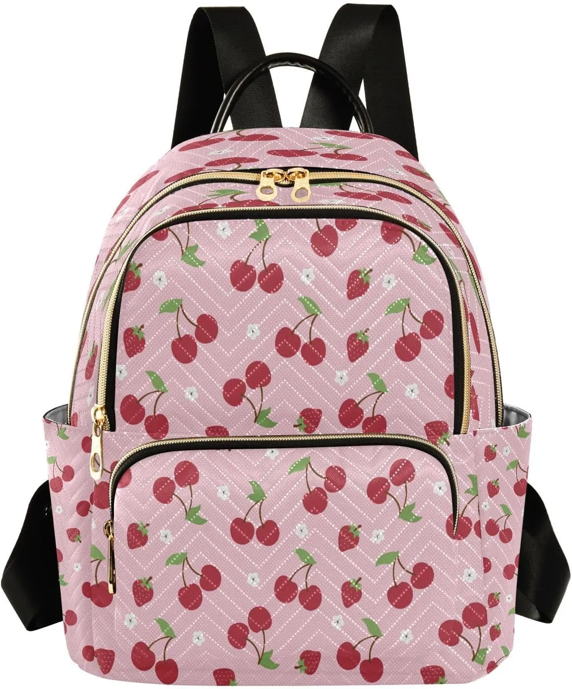 ALAZA Cherry Berries Flowers Women Backpack Purse Ladies Fashion Shoulder Bag Daypack Travel Bag 10L
