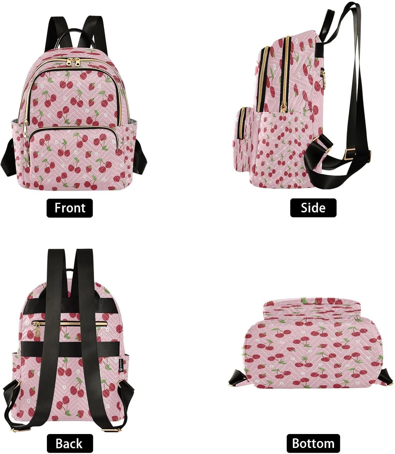 ALAZA Cherry Berries Flowers Women Backpack Purse Ladies Fashion Shoulder Bag Daypack Travel Bag 10L