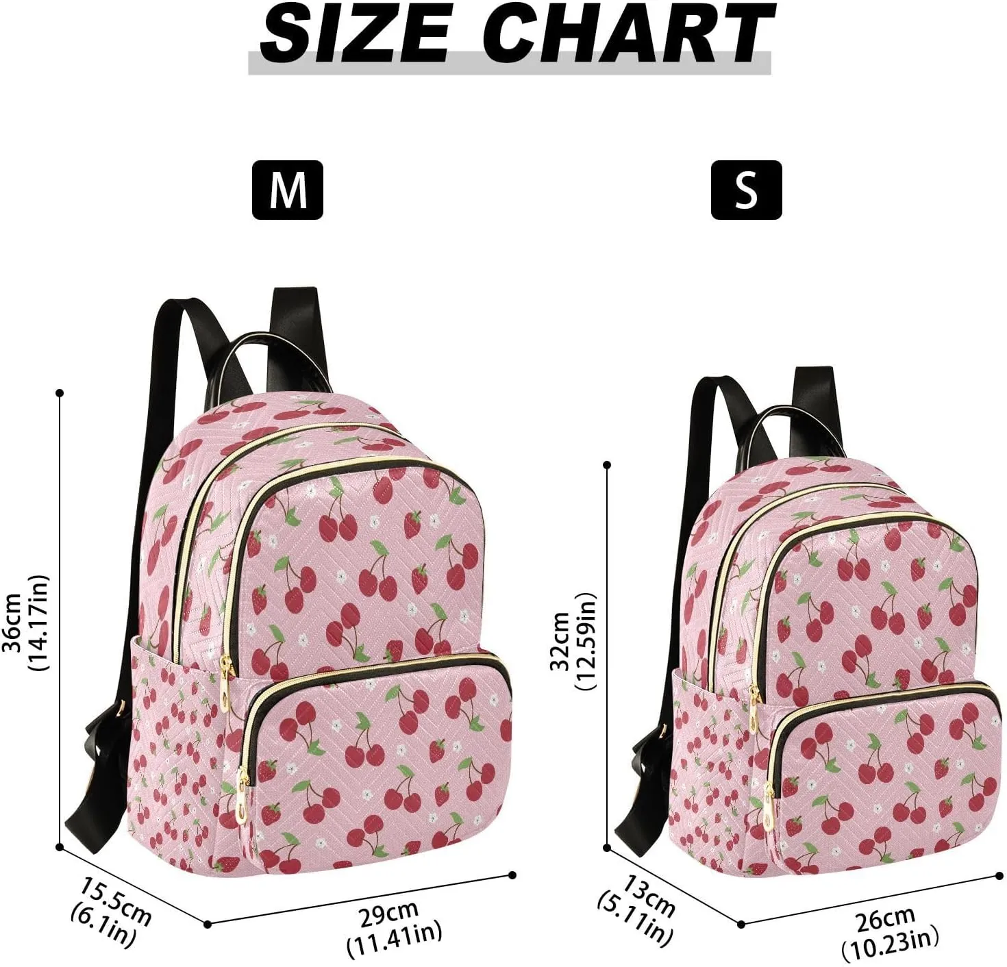 ALAZA Cherry Berries Flowers Women Backpack Purse Ladies Fashion Shoulder Bag Daypack Travel Bag 10L