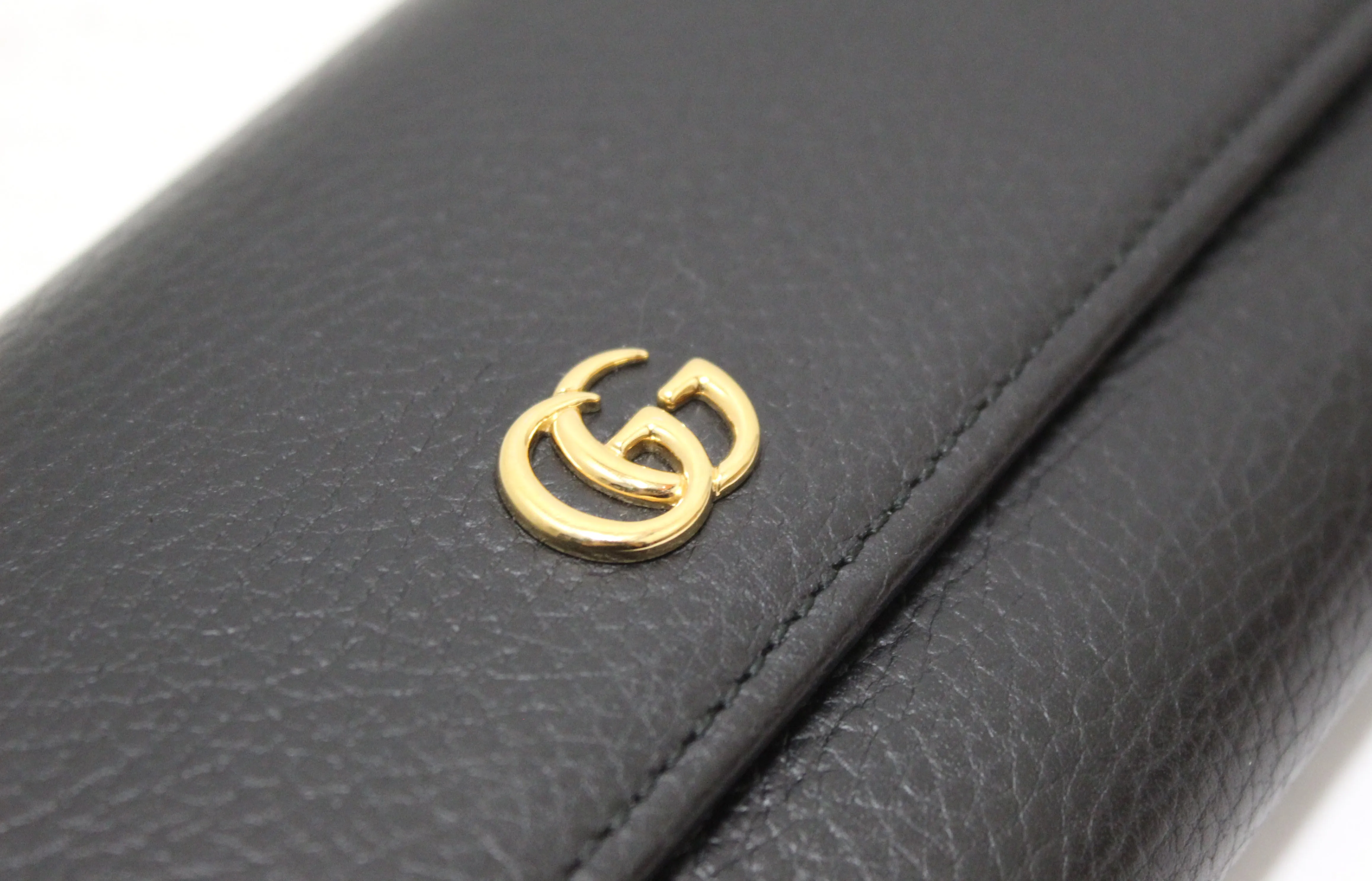 Authentic Gucci Black GG Marmont Leather Continental Long Wallet