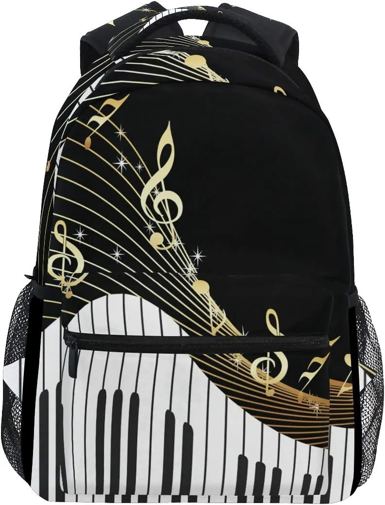 AUUXVA Piano Keyboard Music Note Backpack College School Book Shoulder Bag Travel Daypack for Boys Girls Man Woman