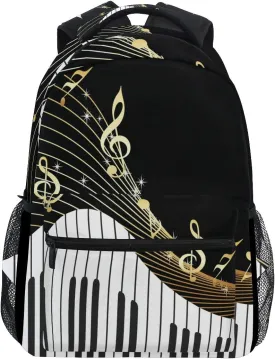 AUUXVA Piano Keyboard Music Note Backpack College School Book Shoulder Bag Travel Daypack for Boys Girls Man Woman