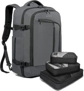 BANGE Travel Overnight Backpack,40-Liter FAA Flight Approved Weekender Bag Carry on Backpack GREY(with no cubes)