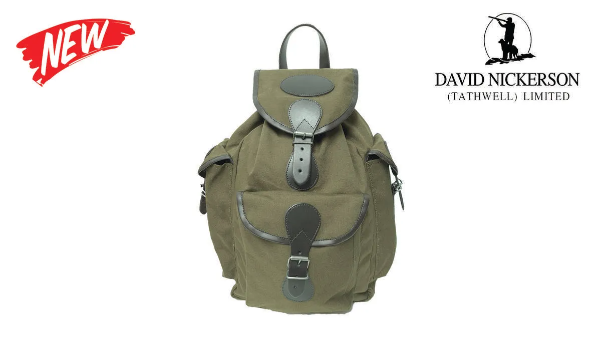 Bisley Cotton and Leather Rucksack Green Canvas by David Nickerson