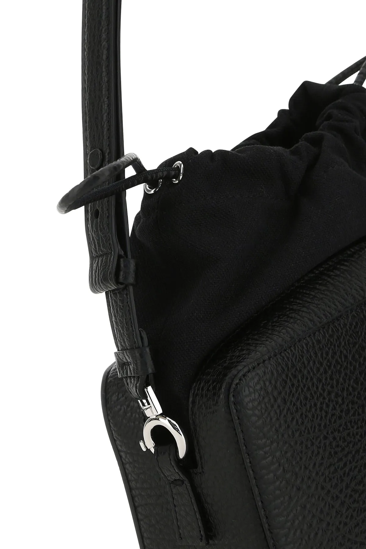 Black leather and fabric 5AC bucket bag