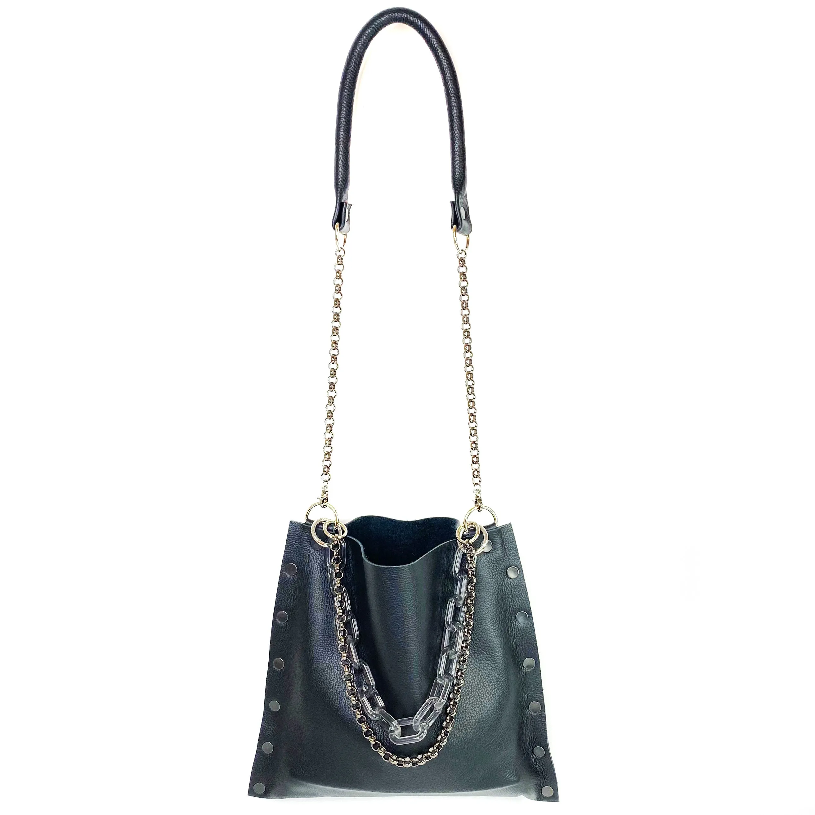 Black Leather "Jenn" Crossbody bag