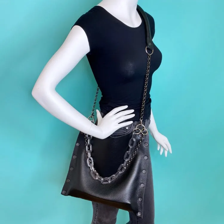 Black Leather "Jenn" Crossbody bag