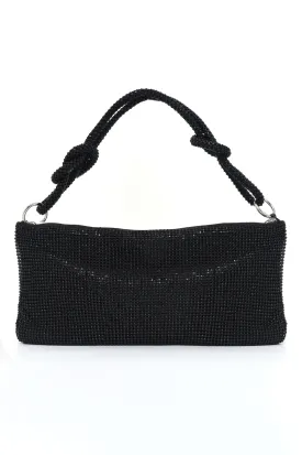 BLING BAG WITH STRAP-BLACK