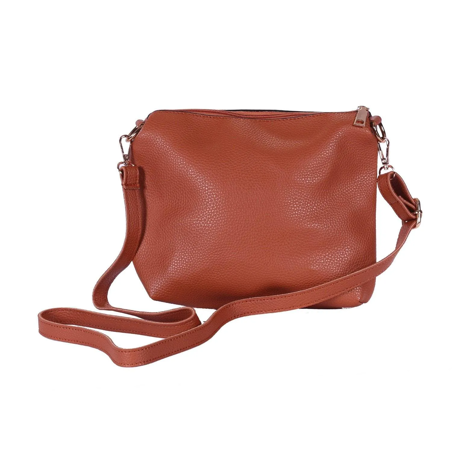 Brown Metal Handle Satchel Bag