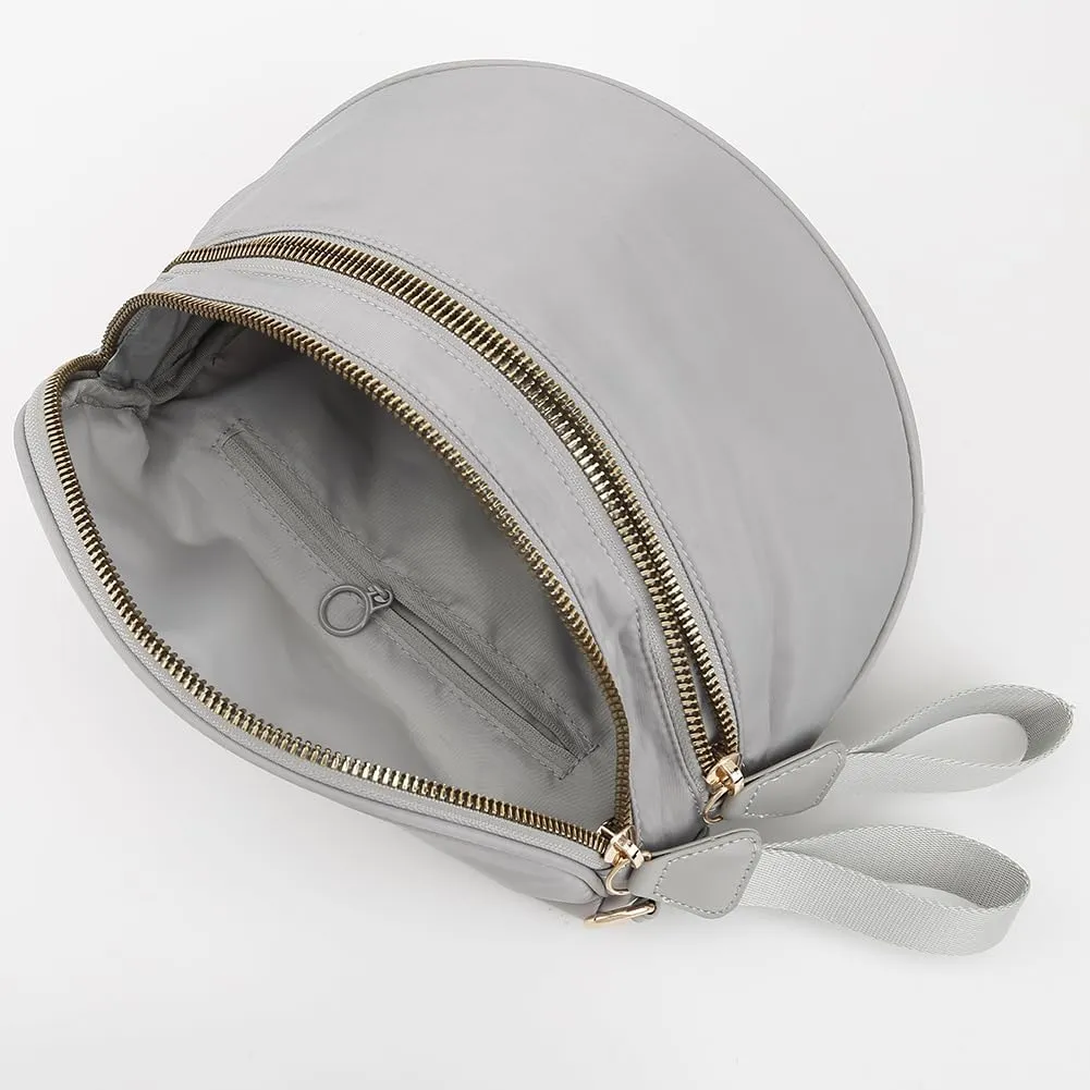 Bum Bags for Women Nylon Crossbody Bag Solid Spacious Cresent Sling Belt Half Moon Purse with Adjustable Strap Trendy Satchel