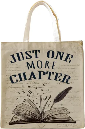 Canvas Aesthetic Tote Bag for Women Girl, Book Tote Bag, Just One More Chapter, Librarian Gifts, Bookish Gifts, Reusable Grocery Shopping Bags Shoulder Bag