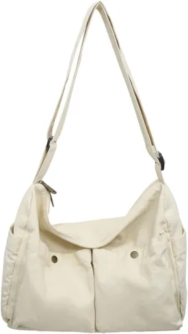 Canvas Messenger Bag Cute Crossbody Tote Bag Shoulder for Women Men for School Aesthetic Hobo with Multiple Pockets