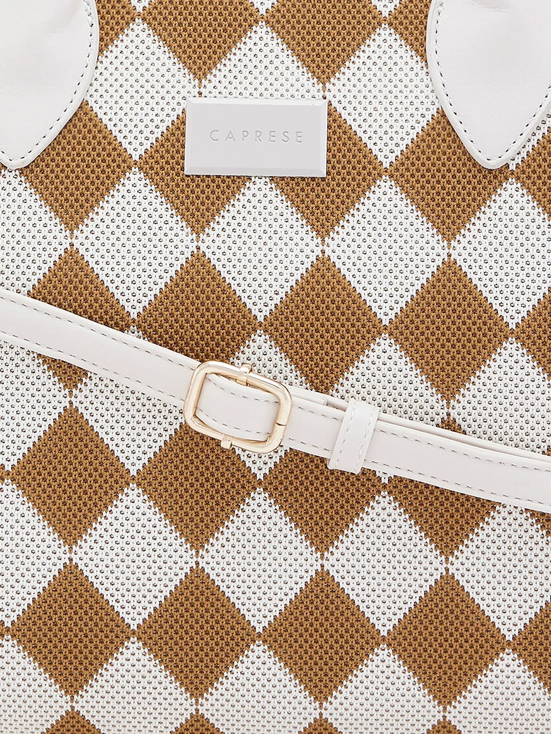 Caprese Checker Satchel Medium Cream