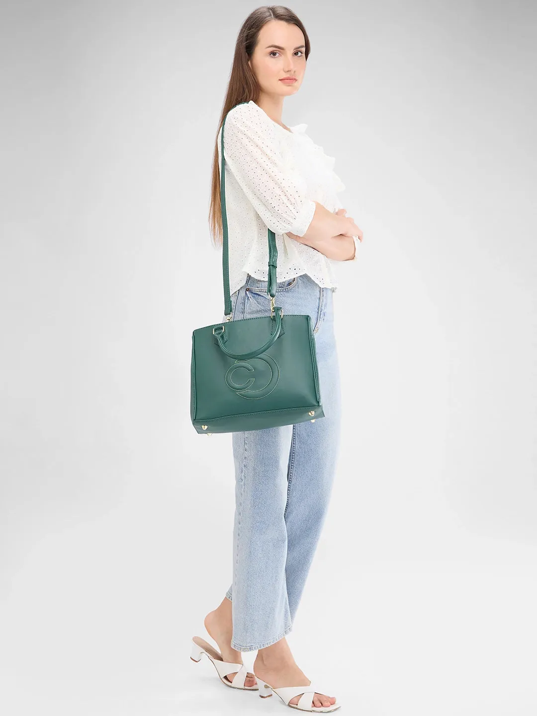 Caprese Dora Satchel Large Dark Green