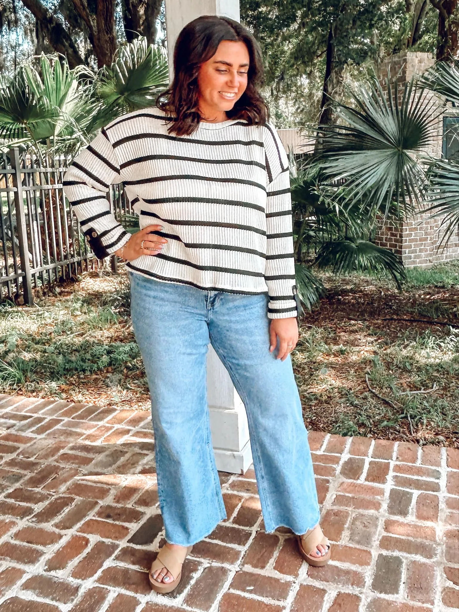 Carry On Striped Top | White/Black