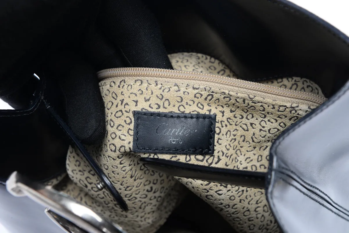 Cartier Black Polished Leather Panthere Bucket Bag