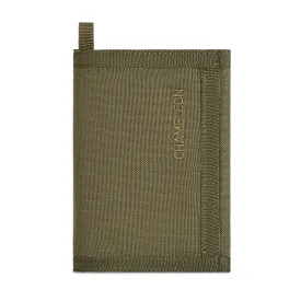 Chameleon Velcro Trifold Mens Wallet-Military Tactical Men Wallets- ID Card Holder - Canvas Thin Front Pocket Travel Wallet-Coin Zipper Pocket-Olive