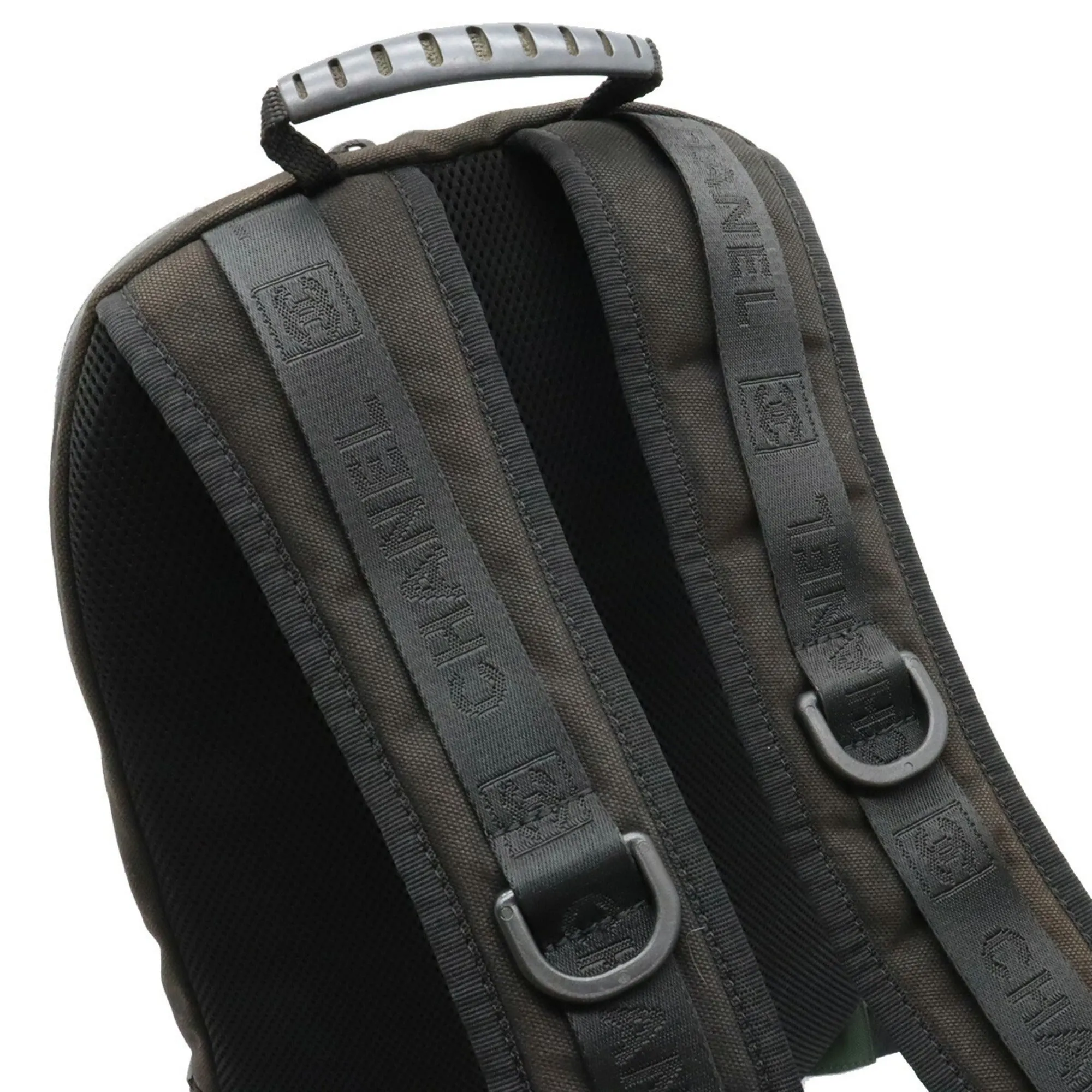CHANEL Sports Line Coco Mark Backpack Rucksack Nylon Canvas Green Black