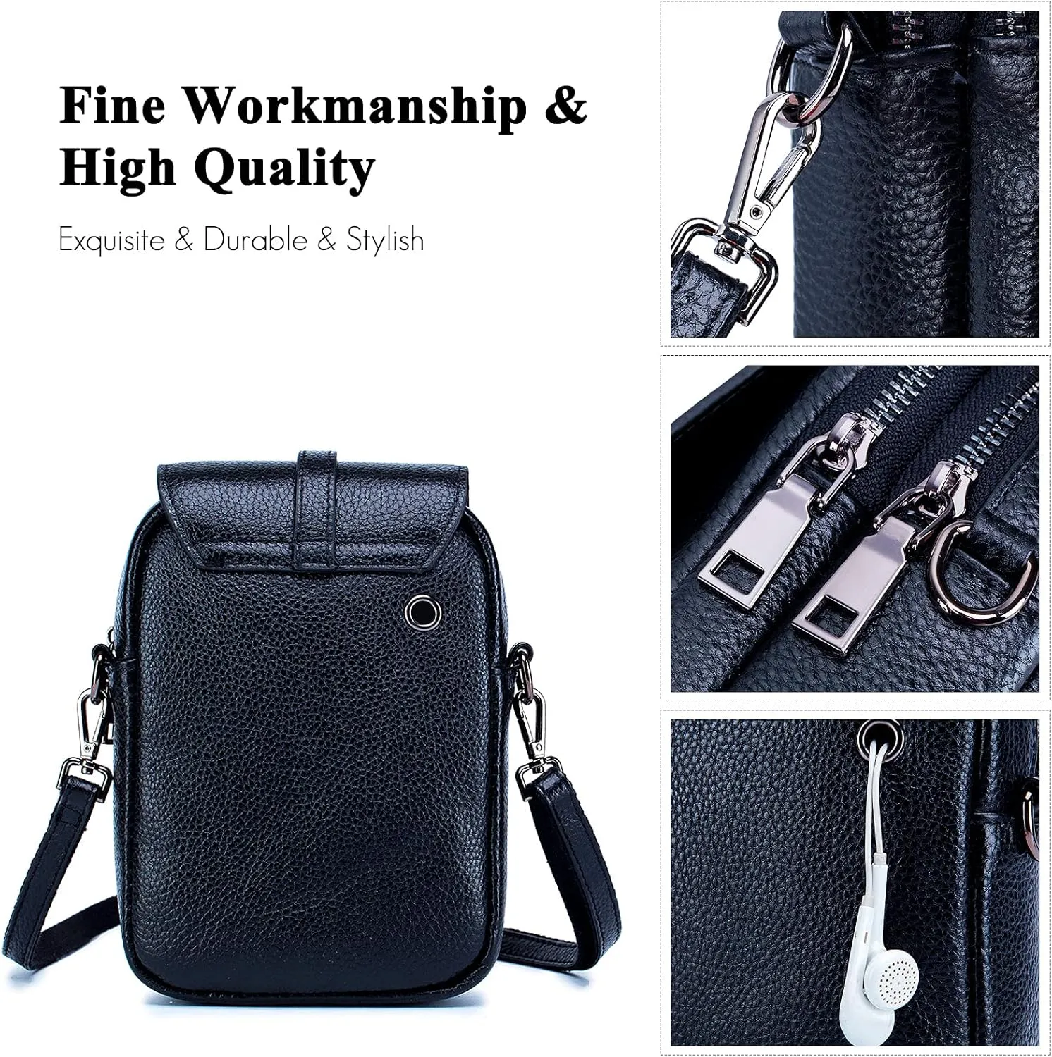 Crossbody Phone Bag Messenger Shoulder Bag Genuine Leather Phone Pouch