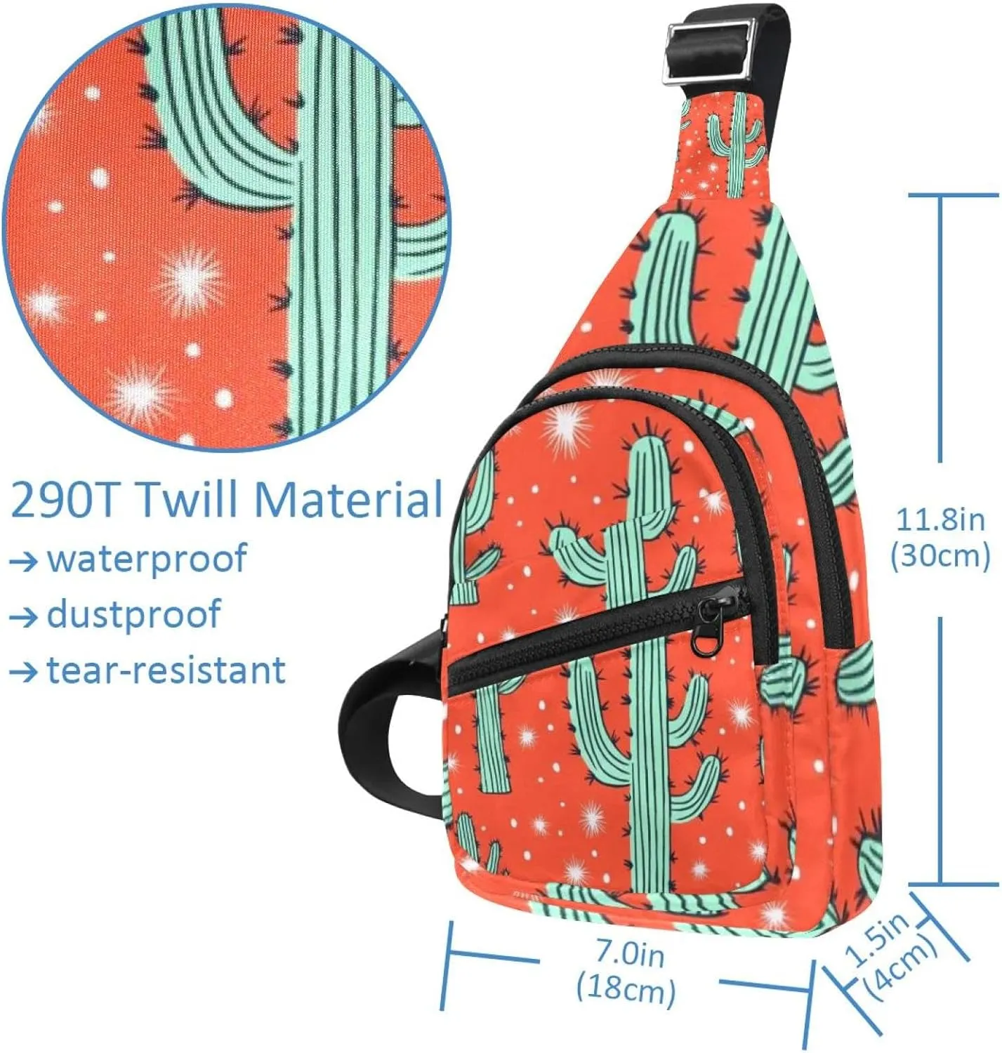 Crossbody Small Sling Bag Backpack for Women Men, cacti with thorns Chest Daypack Crossbody Travel Sports Hiking