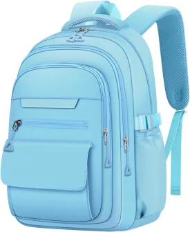 Cute Backpack for School Teen Girls Blue Bookbag Aesthetic Womens Travel Book Bags for School Kids Student Back Packs