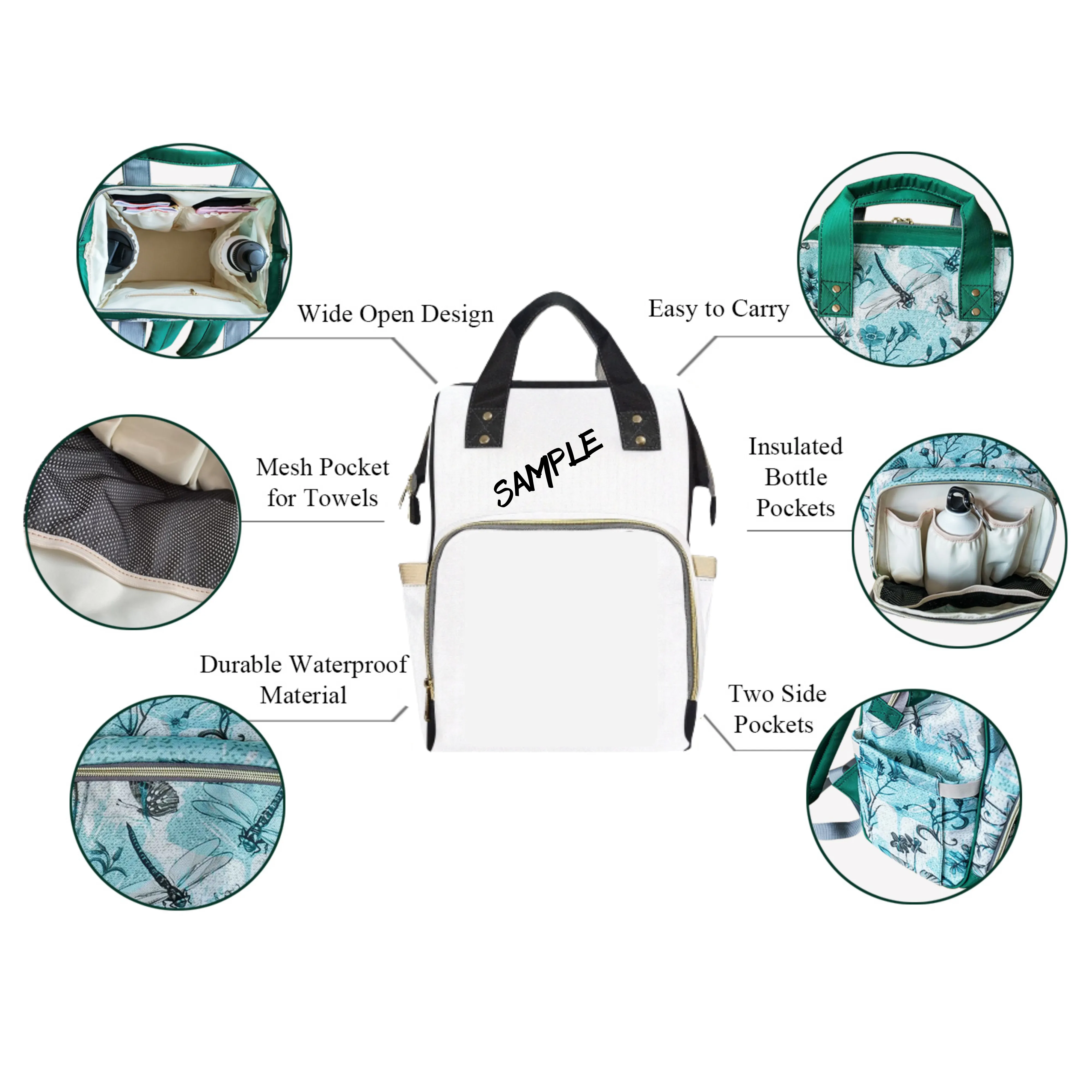Diaper Bag - Camouflage | Multi Compartment Backpack, Babygirl Custom Diaper Bag, Hipster Diaper Backpack