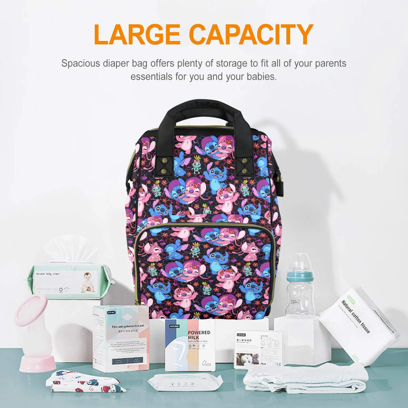 Disney Lilo And Stitch Angel Besties Multi-Function Diaper Bag