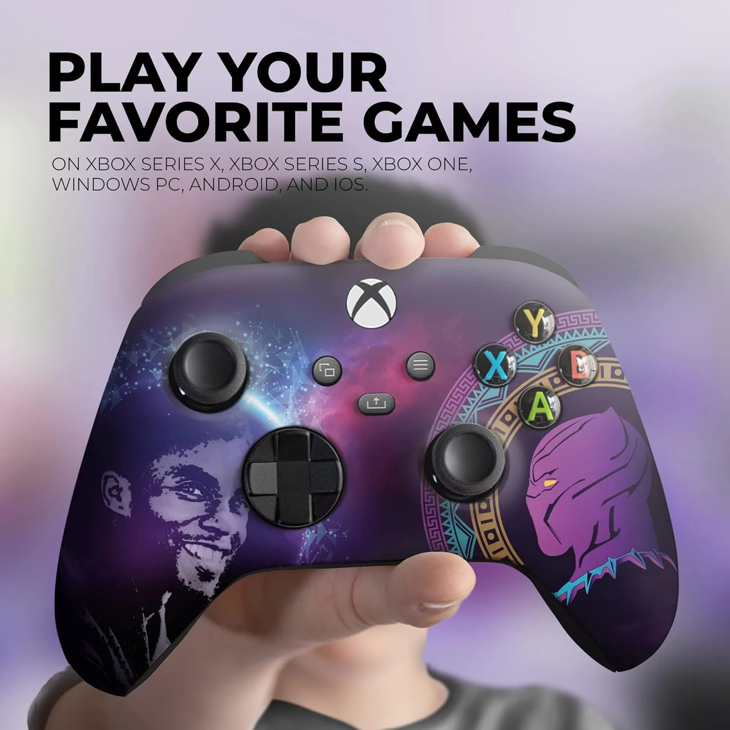 DreamController Blackk Panther Custom X-box Controller Wireless compatible with X-box One/X-box Series X/S Proudly Customized in USA with Permanent HYDRO-DIP Printing(NOT JUST A SKIN) (MODDED)