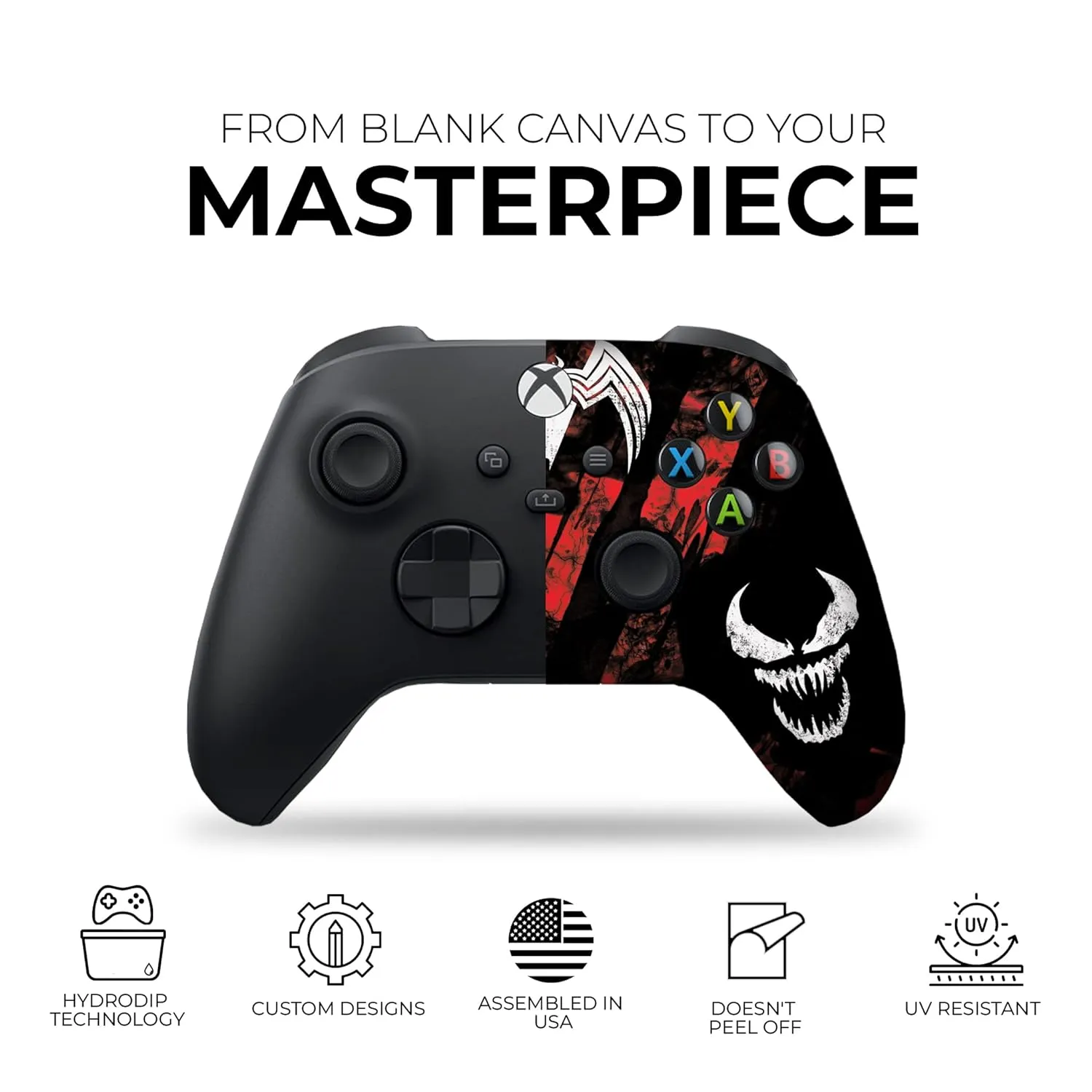 DreamController Carnage Custom X-box Controller Wireless compatible with X-box One/X-box Series X/S Proudly Customized in USA with Permanent HYDRO-DIP Printing(NOT JUST A SKIN) (MODDED)