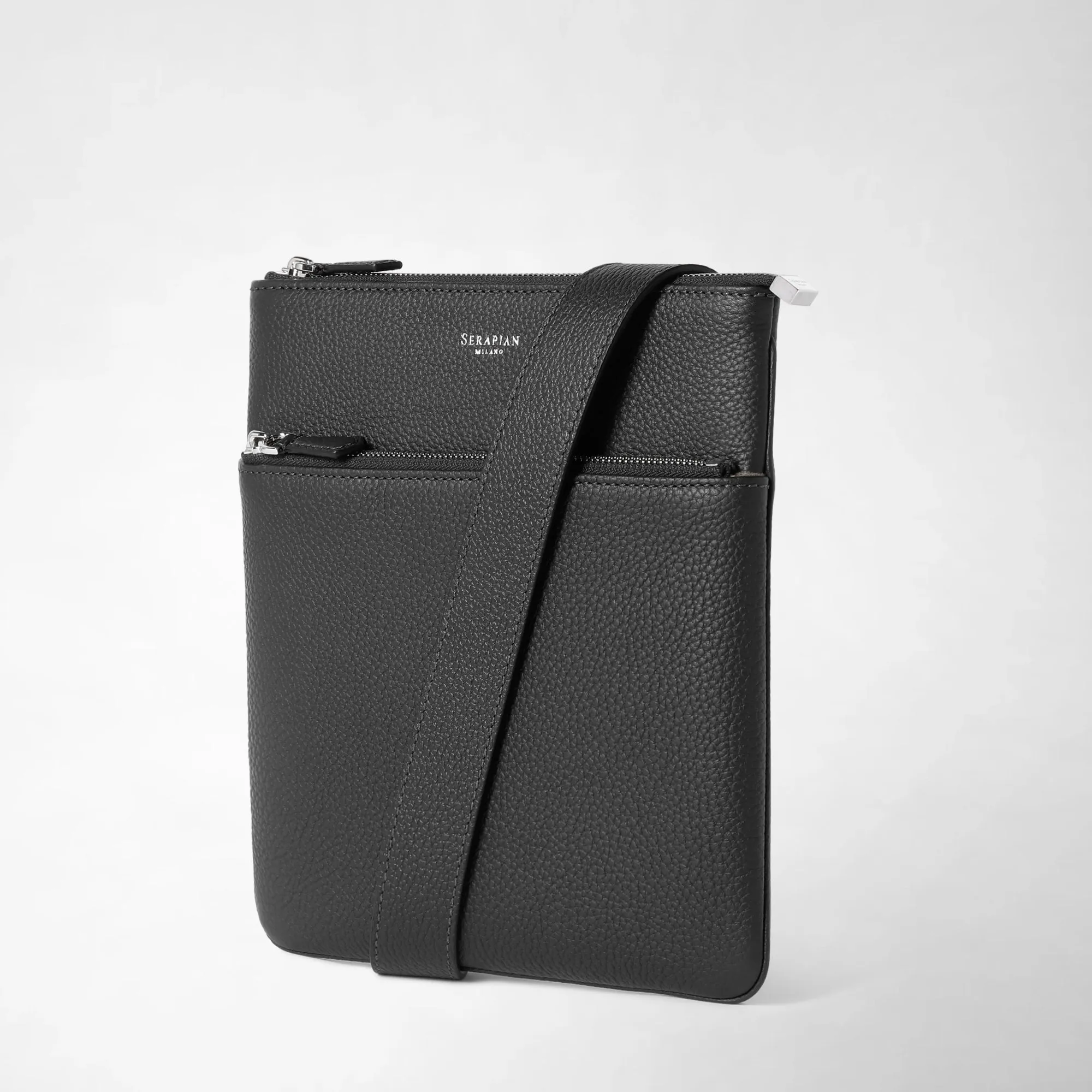 FLAT MESSENGER IN CACHEMIRE LEATHER