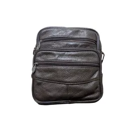 Genuine Leather Brown Compact Messenger Crossbody Bag