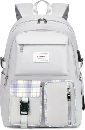 Girl Roomy Fashion Laptop Backpack Casual Daily Backpack for Women Grey