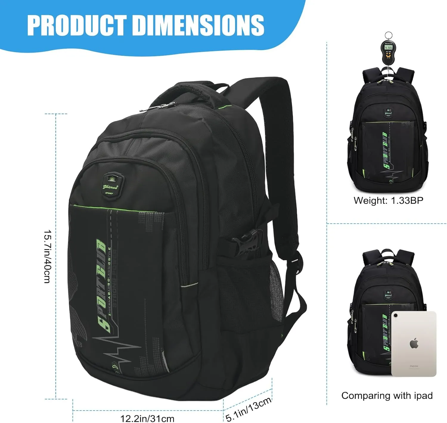 goldwheat School Backpack For Boys, Lightweight Laptop Backpack For College/Business Travel Casual Daypack Bookbag