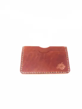 H B  SLIM CARD WALLET - BURNT UMBER LEATHER WALLET
