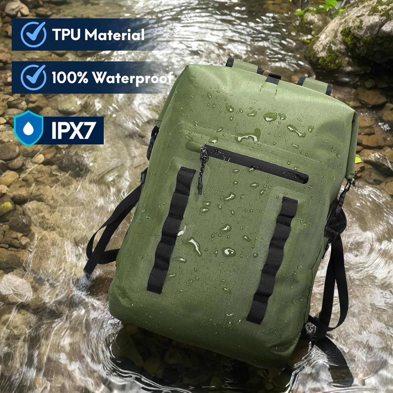 Haimont Waterproof Dry Backpack 30L TPU Lightweight Roll Top Dry Bag for Men Women, Beach, Kayaking, Travel, Hiking