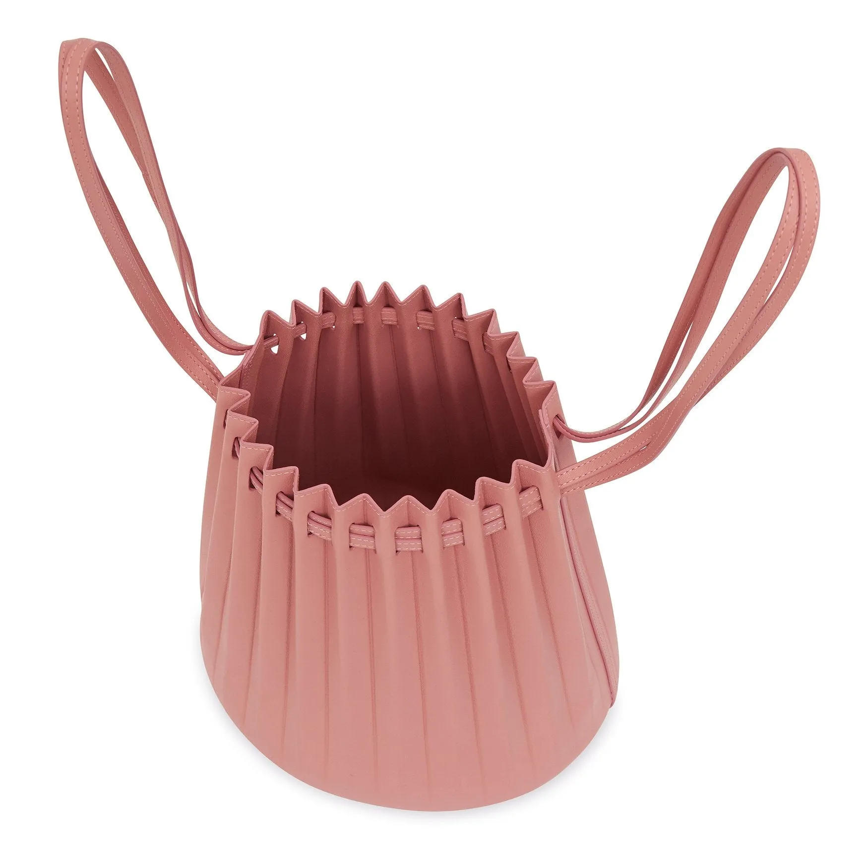 Lamb Pleated Bucket Bag - Coral