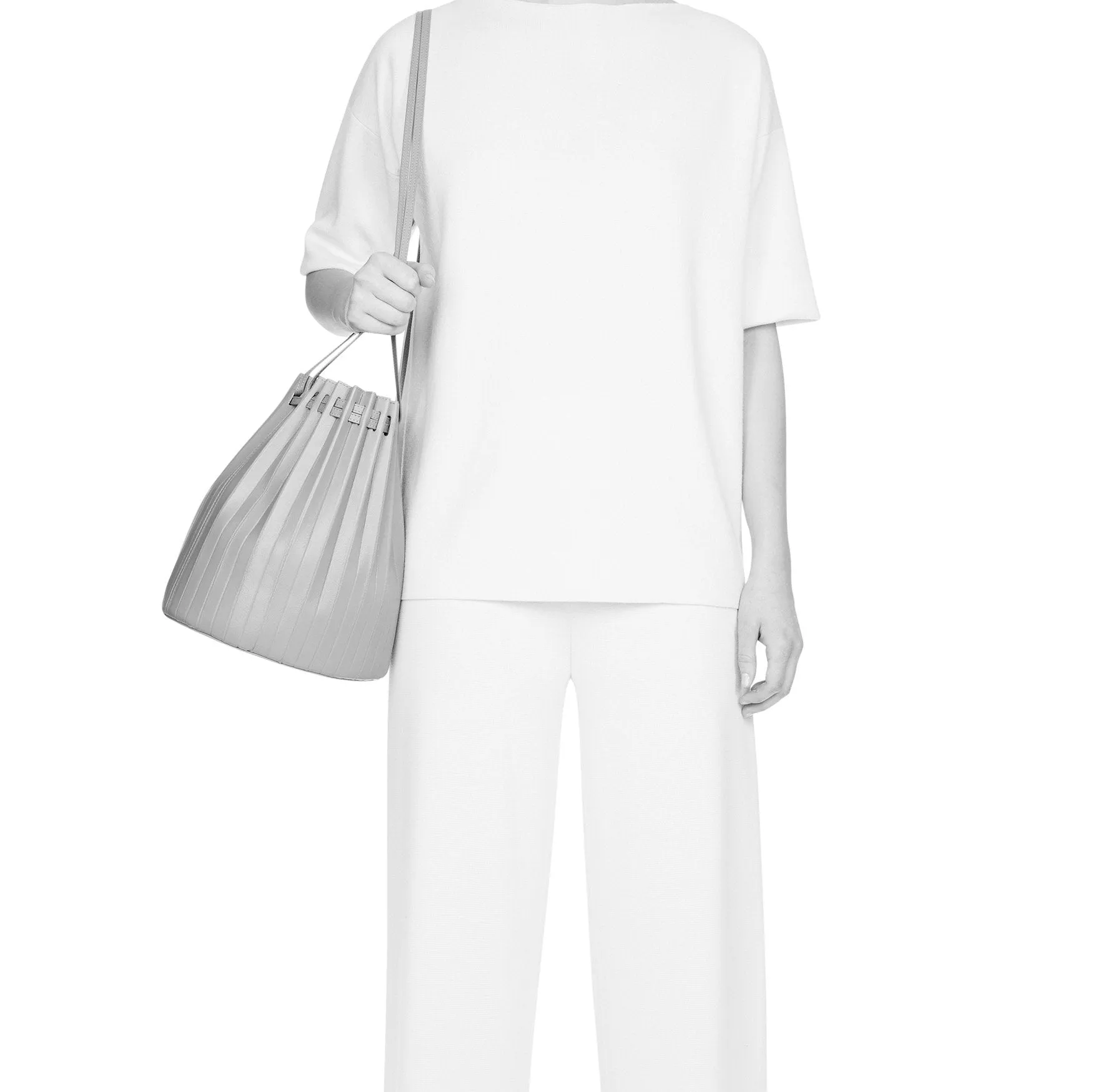 Lamb Pleated Bucket Bag - Coral