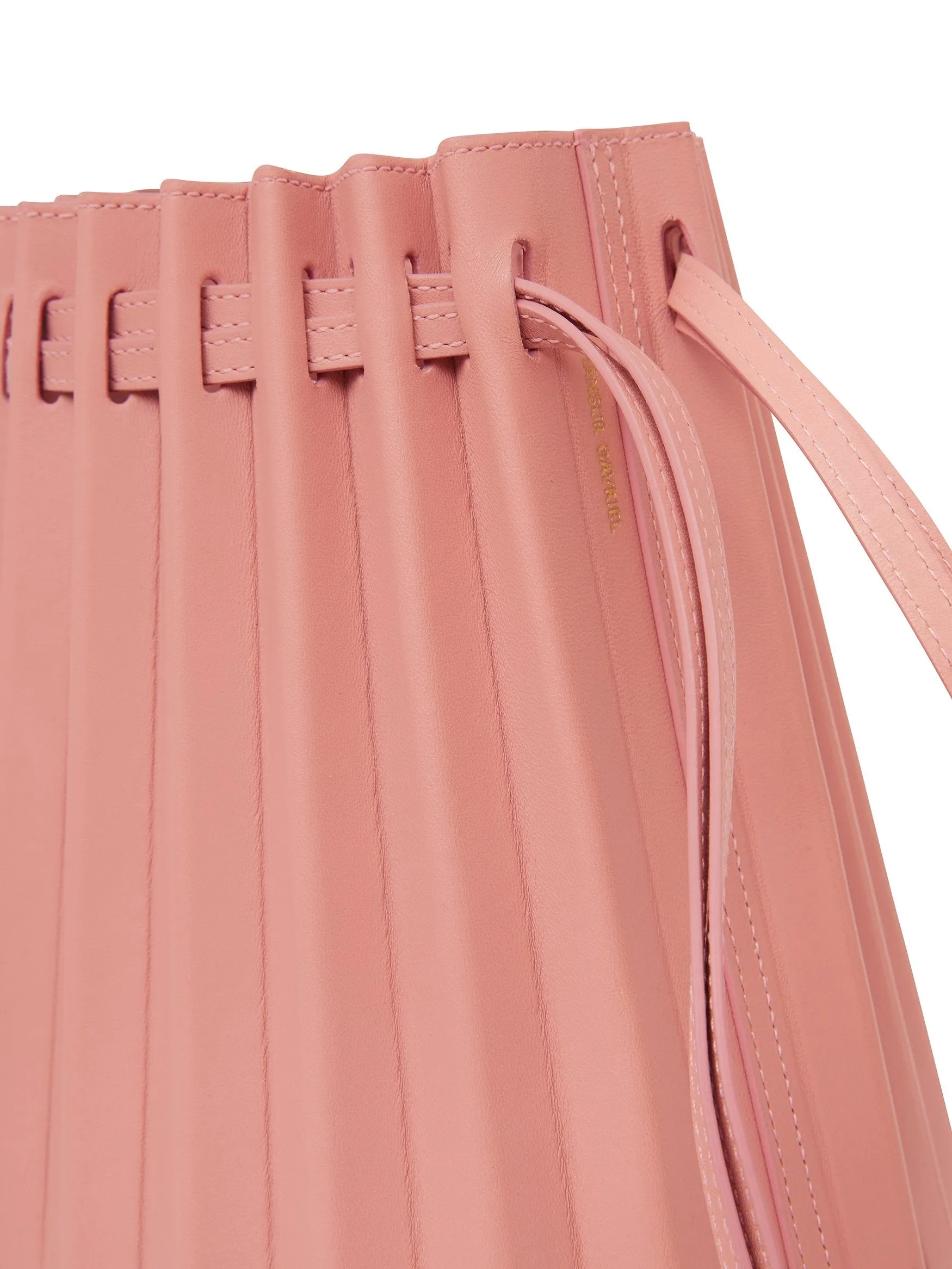 Lamb Pleated Bucket Bag - Coral