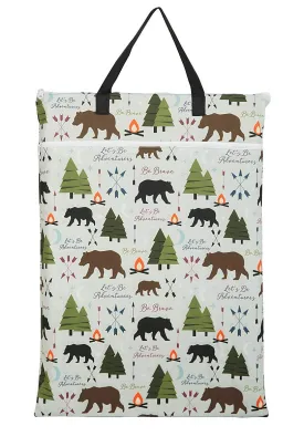 Large Hanging Wet/Dry Cloth Diaper Pail Bag for Reusable Diapers or Laundry (Bear)