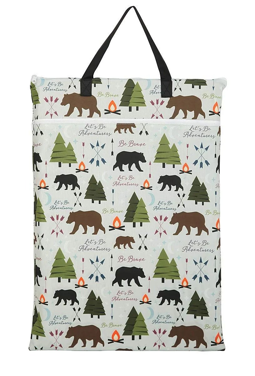 Large Hanging Wet/Dry Cloth Diaper Pail Bag for Reusable Diapers or Laundry (Bear)