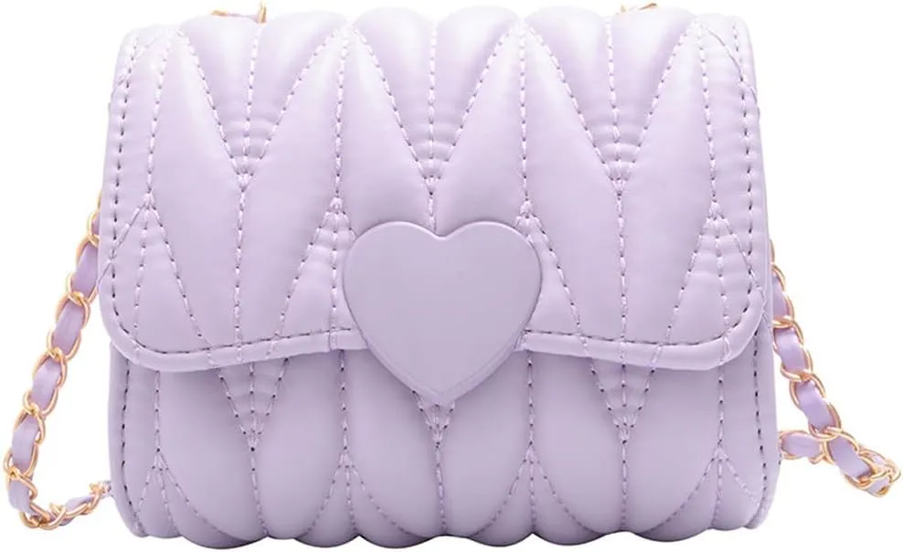 Little Girl Mini Shoulder Bag, Toddlers Girls' Kids Purse Crossbody Heart Purse for Kids Girls (PU-Purple)