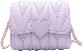 Little Girl Mini Shoulder Bag, Toddlers Girls' Kids Purse Crossbody Heart Purse for Kids Girls (PU-Purple)