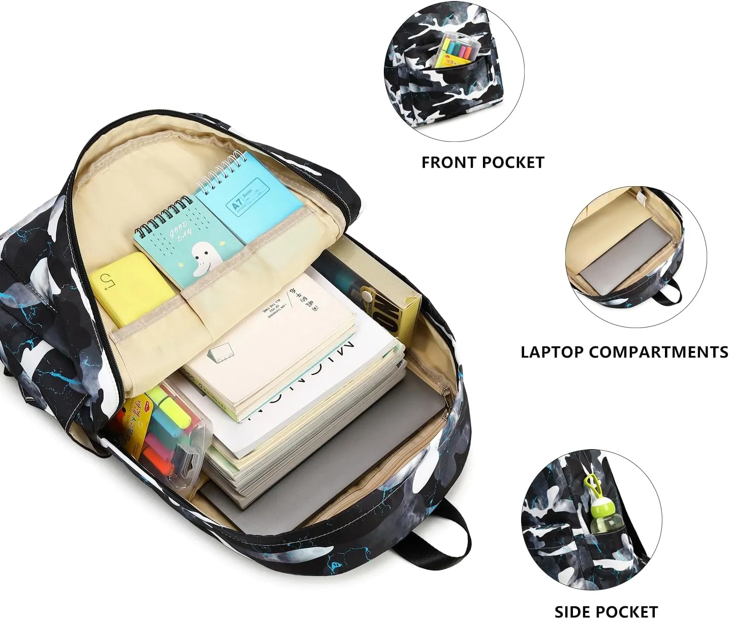 Lmwzh Backpack For Boys Elementary School Bags Kids Bookbag Waterproof Lightweight Durable(A-Black)