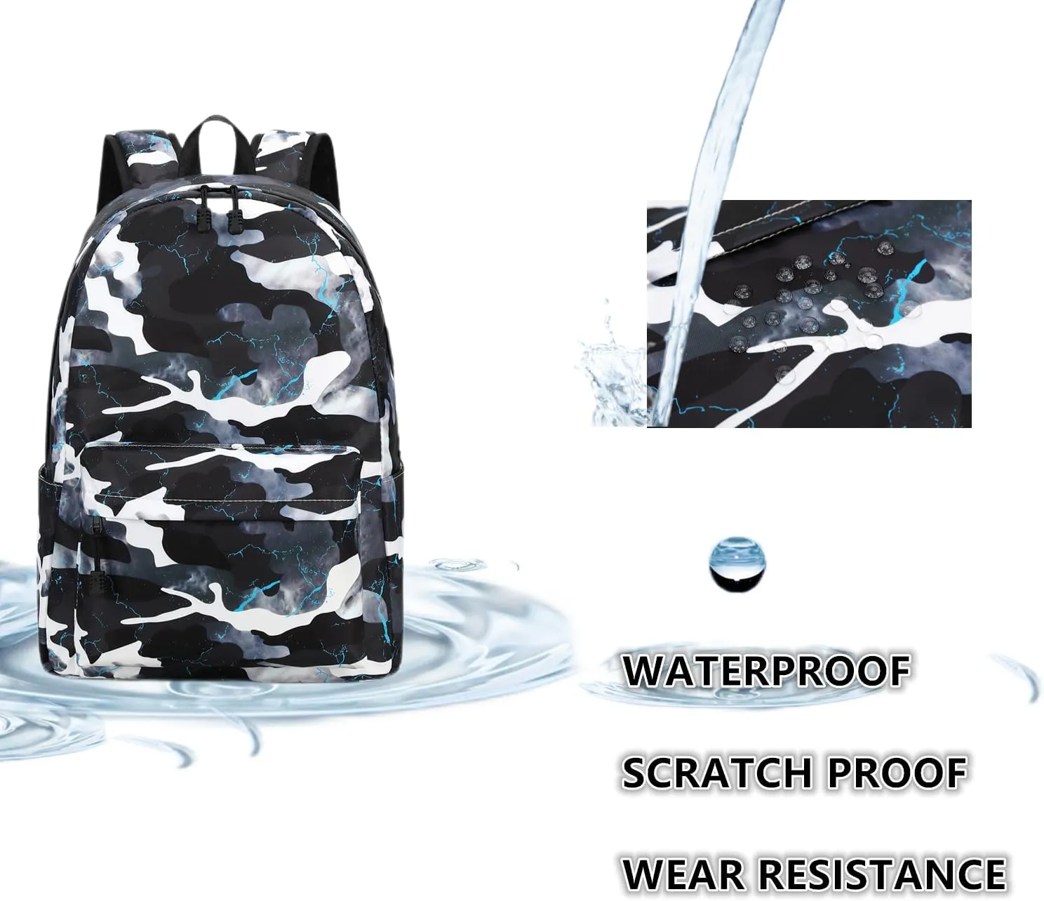 Lmwzh Backpack For Boys Elementary School Bags Kids Bookbag Waterproof Lightweight Durable(A-Black)