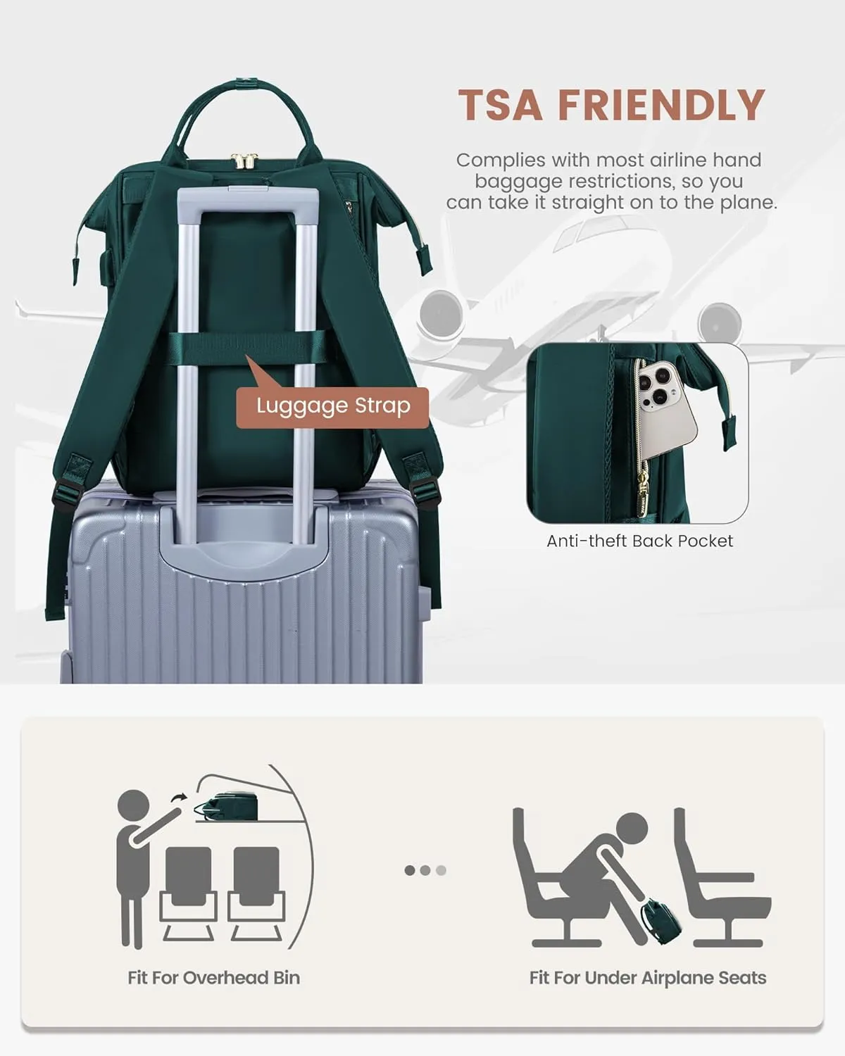 LOVEVOOK 15.6 Inch Laptop Backpack for Women,Travel Work Backpack Purse with USB Port,Large Capacity Nurse Bag Teacher Backpack,Waterproof Casual Daypack Business Computer Bag