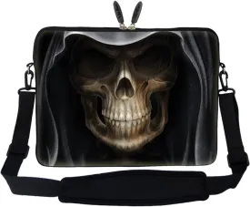 Meffort Inc 15 15.6 inch Neoprene Laptop Sleeve Bag Carrying Case with Hidden Handle and Adjustable Shoulder Strap - Skull Face