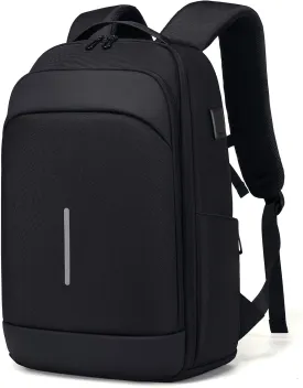 Mens Laptop Backpack for Work, 15.6 Inch Business Computer Backpack with USB Port, Waterproof Slim Daypacks College Travel Backpack Laptop Bag for Men Women, Black